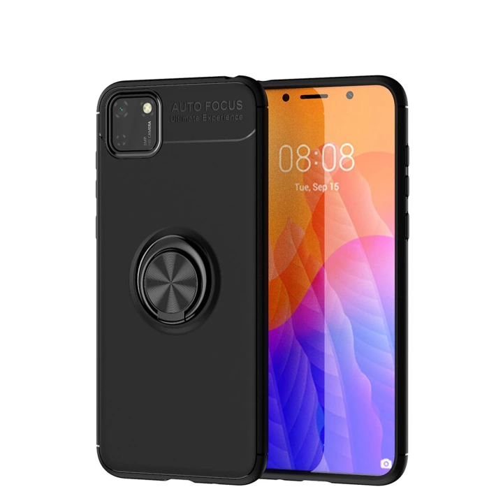 BFS  Huawei Y5P Kılıf Range Yüzüklü Silikon - Siyah