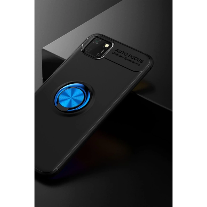 BFS  Huawei Y5P Kılıf Range Yüzüklü Silikon - Siyah-Mavi