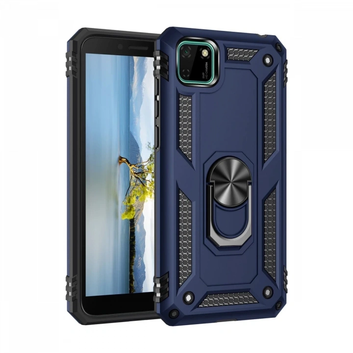 BFS  Huawei Y5P Kılıf Sofya Yüzüklü Silikon Kapak - Lacivert