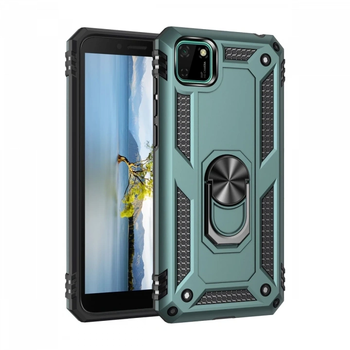 BFS  Huawei Y5P Kılıf Sofya Yüzüklü Silikon Kapak - Yeşil