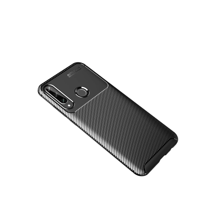 BFS  Huawei Y6P Kılıf Auto Focus Karbon Kapak - Siyah