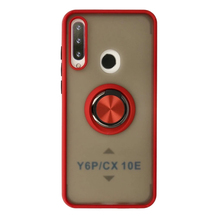 BFS  Huawei Y6P Kılıf Montreal Yüzüklü Silikon Kapak - Kırmızı