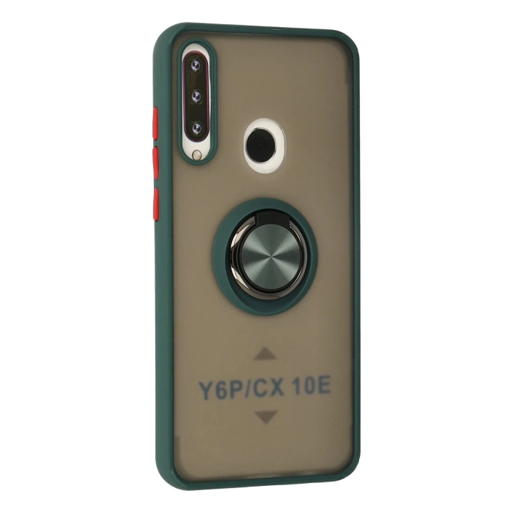 BFS  Huawei Y6P Kılıf Montreal Yüzüklü Silikon Kapak - Yeşil