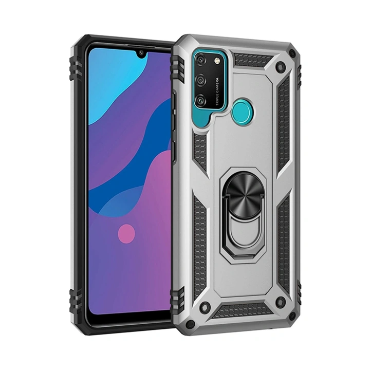 BFS  Huawei Y6P Kılıf Sofya Yüzüklü Silikon Kapak - Gümüş