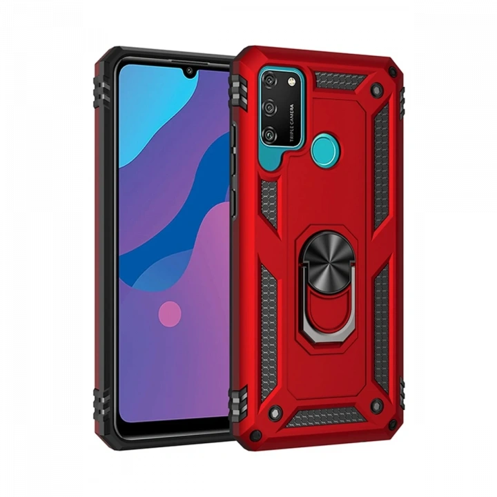 BFS  Huawei Y6P Kılıf Sofya Yüzüklü Silikon Kapak - Kırmızı