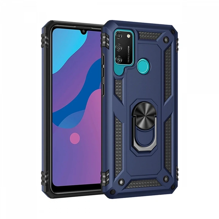 BFS  Huawei Y6P Kılıf Sofya Yüzüklü Silikon Kapak - Lacivert