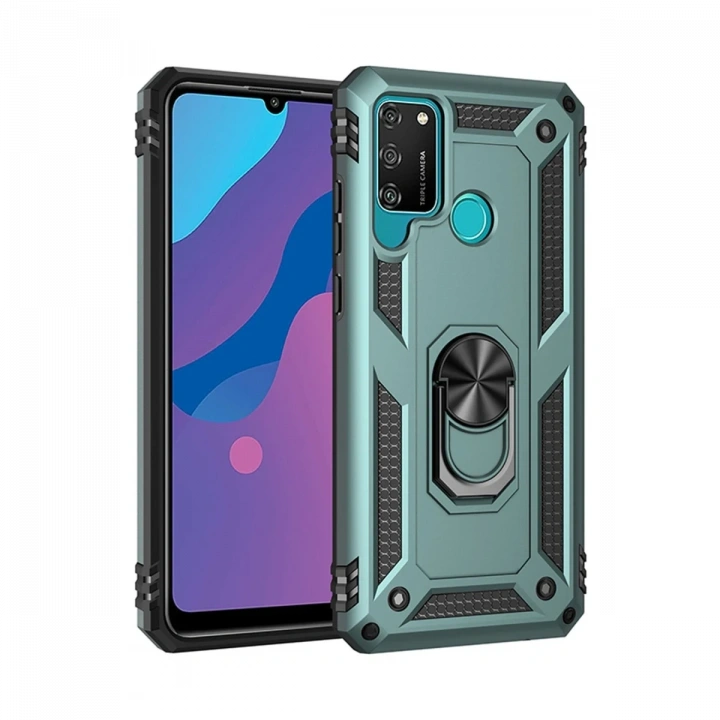 BFS  Huawei Y6P Kılıf Sofya Yüzüklü Silikon Kapak - Yeşil