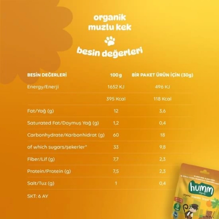 BFS   Humm Organik Glutensiz Vegan Muzlu Kek 30 Gr