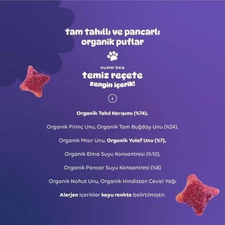BFS   Humm Organik Pancarlı ve Tam Tahıllı Puflar 30 Gr