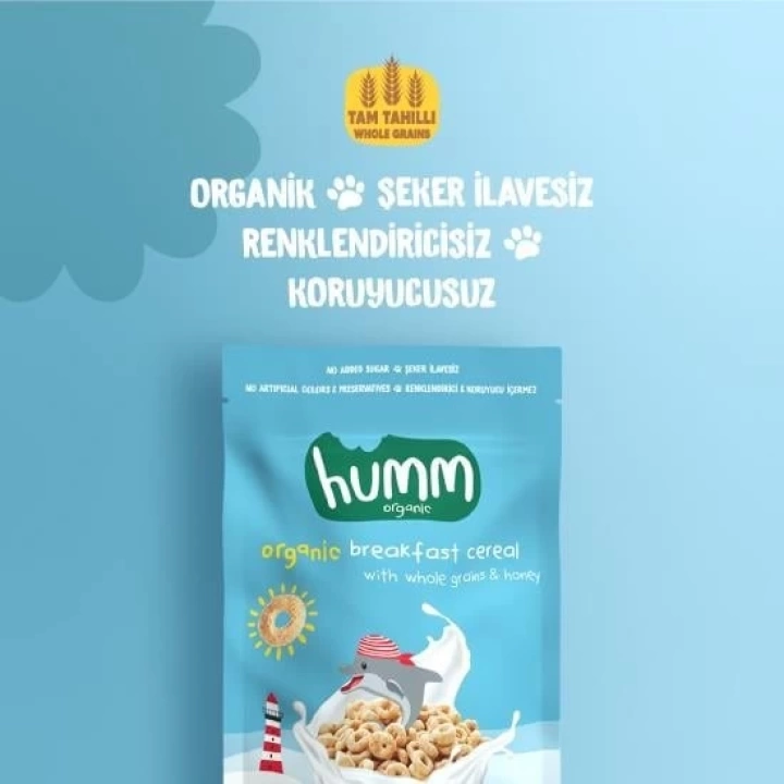 BFS   Humm Organik Tam Tahıllı ve Ballı Kahvaltılık Gevrek 80 Gr