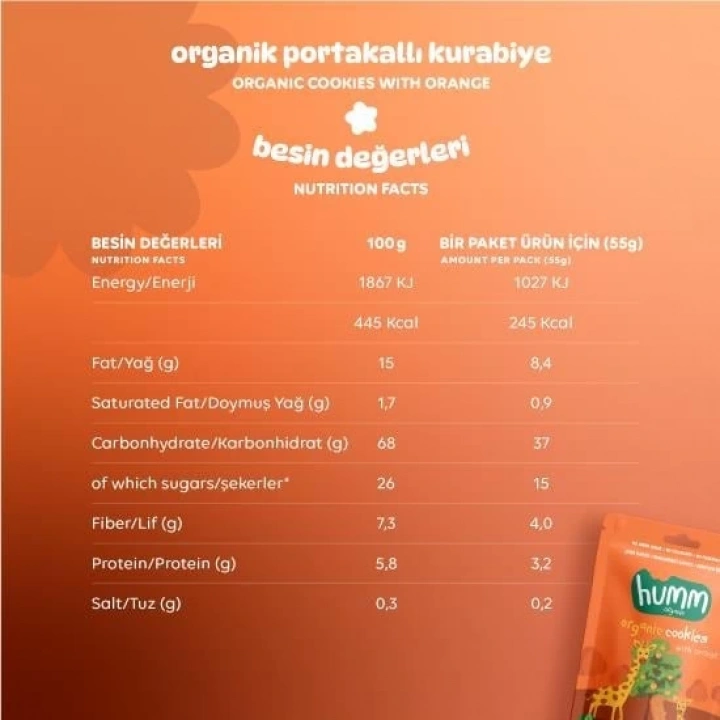 BFS   Humm Organik Vegan Portakallı Kurabiye 55 Gr