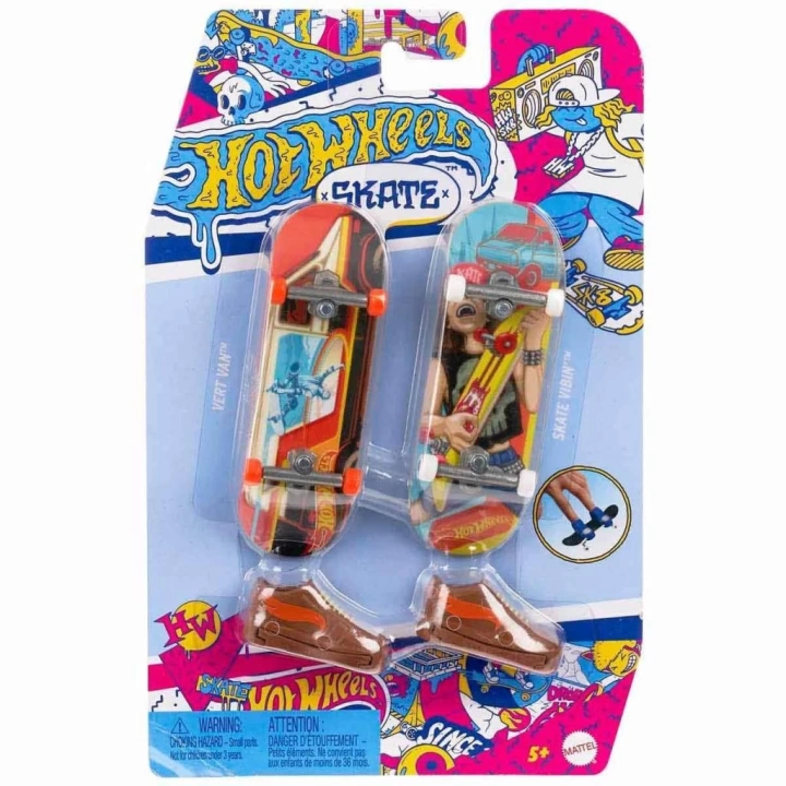 BFS   HXL17 Hot Wheels Skate Retro Temalı İkili Parmak Kaykay ve Ayakkabı Paketi