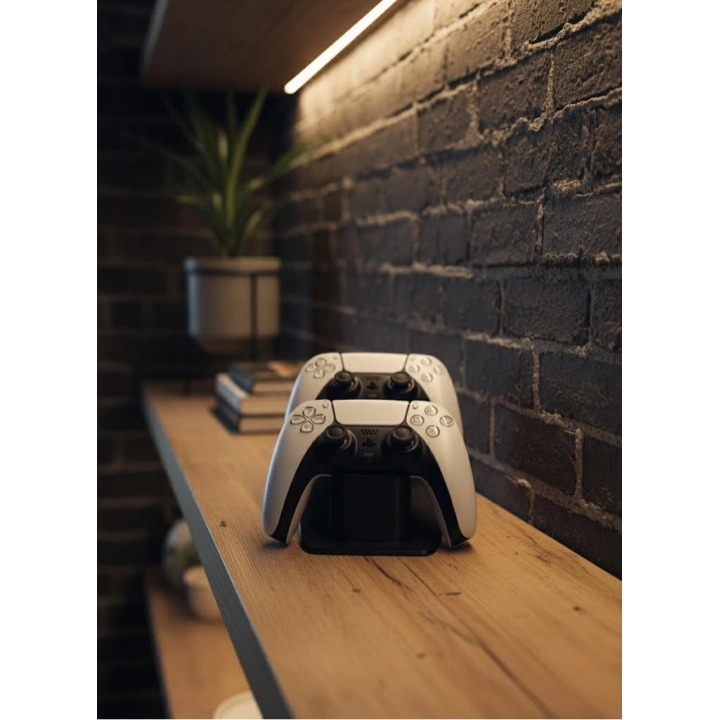 BFS İkili Gamepad Tutucu Siyah 7x18 cm Masa ve Raf Düzeni