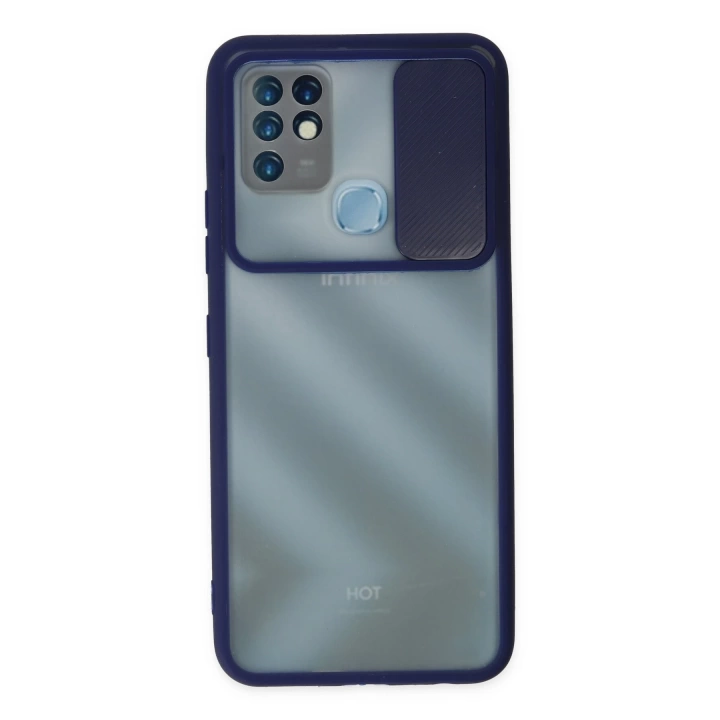 BFS  İnfinix Hot 10 Kılıf Palm Buzlu Kamera Sürgülü Silikon - Lacivert
