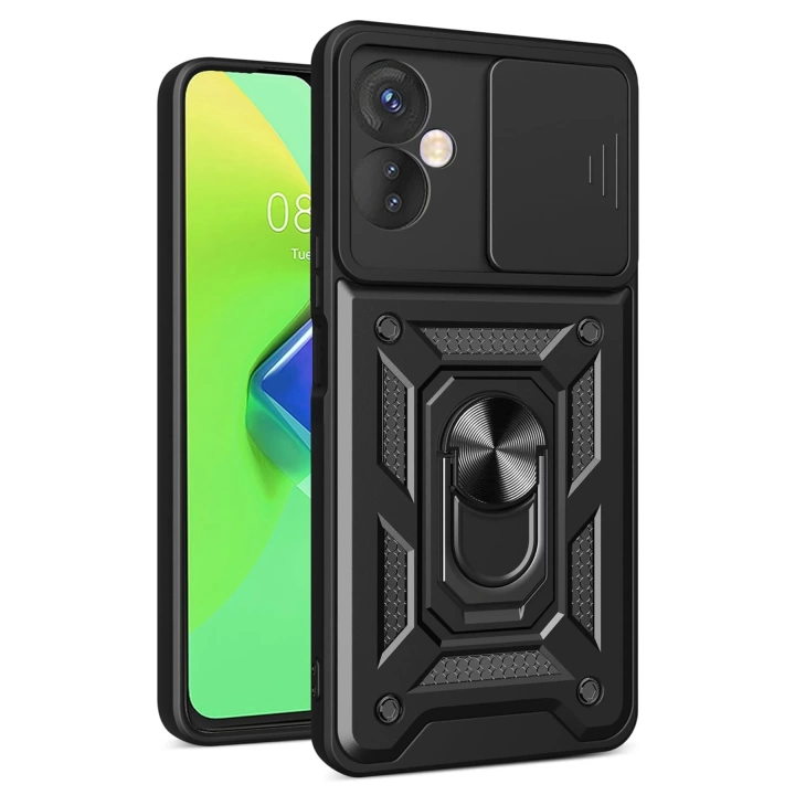 BFS  İnfinix Hot 30 4G Kılıf Pars Lens Yüzüklü Silikon - Siyah