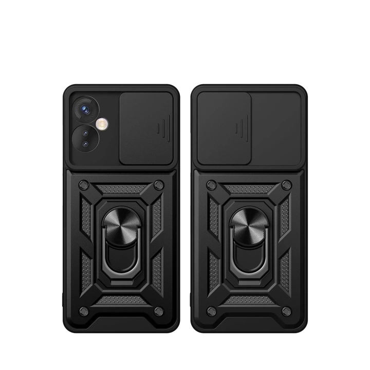 BFS  İnfinix Hot 30 4G Kılıf Pars Lens Yüzüklü Silikon - Siyah