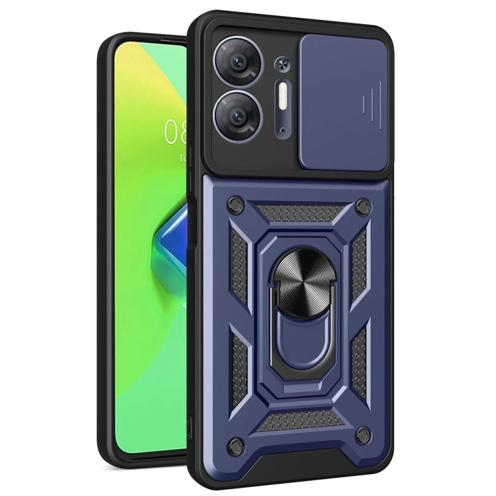 BFS  İnfinix Hot 30 5G Kılıf Pars Lens Yüzüklü Silikon - Lacivert