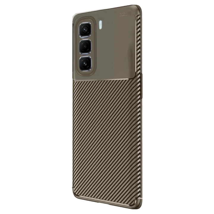 BFS  İnfinix Hot 50 4G Kılıf Auto Focus Karbon Kapak - Kahverengi