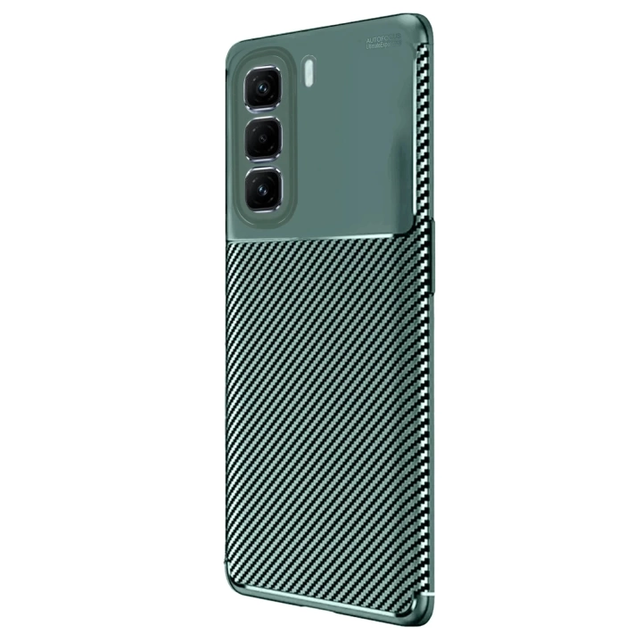 BFS  İnfinix Hot 50 4G Kılıf Auto Focus Karbon Kapak - Koyu Yeşil