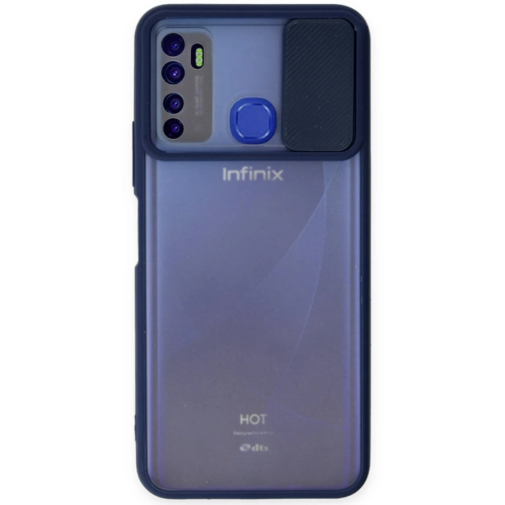 BFS  İnfinix Hot 9 Kılıf Palm Buzlu Kamera Sürgülü Silikon - Lacivert