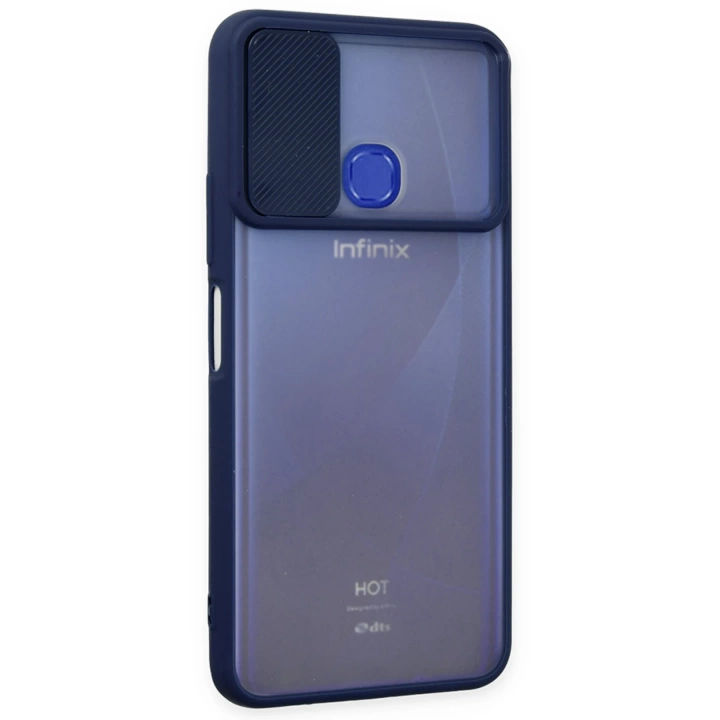 BFS  İnfinix Hot 9 Kılıf Palm Buzlu Kamera Sürgülü Silikon - Lacivert