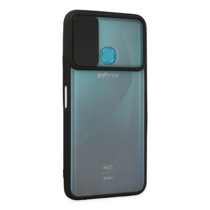 BFS  İnfinix Hot 9 Kılıf Palm Buzlu Kamera Sürgülü Silikon - Siyah