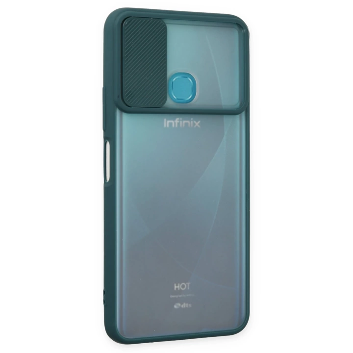 BFS  İnfinix Hot 9 Kılıf Palm Buzlu Kamera Sürgülü Silikon - Yeşil