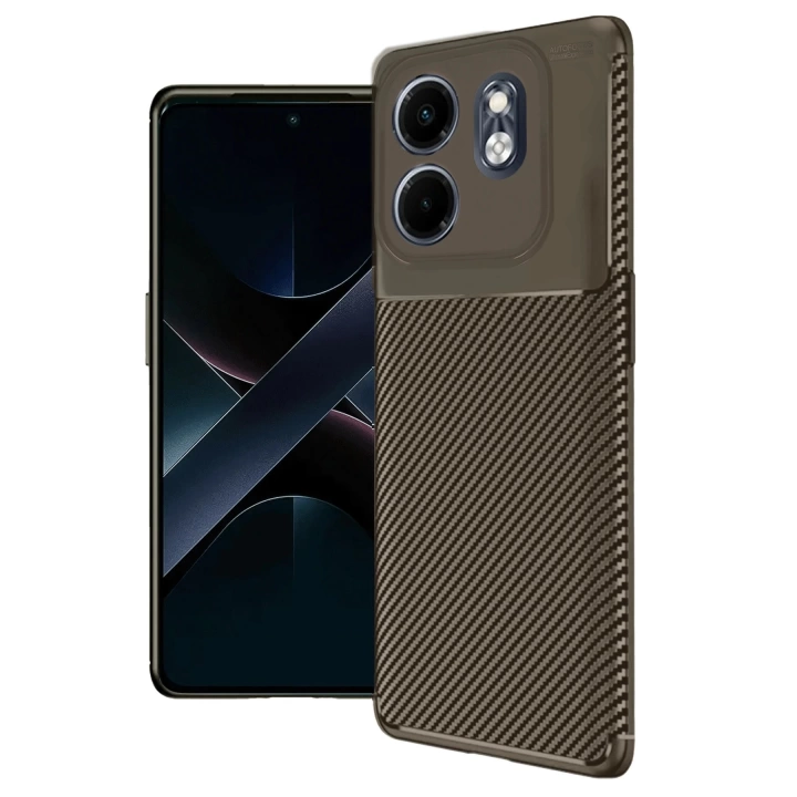 BFS  İnfinix Smart 9 Kılıf Auto Focus Karbon Kapak - Kahverengi