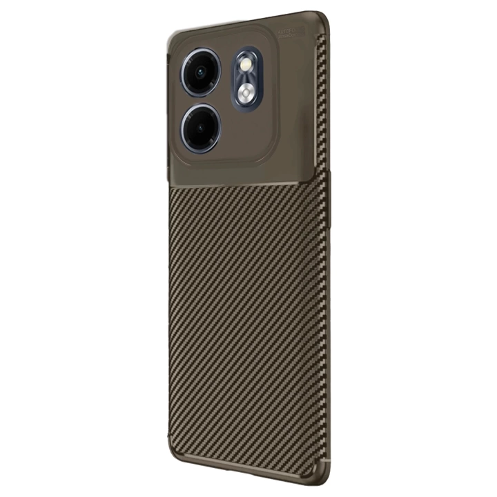 BFS  İnfinix Smart 9 Kılıf Auto Focus Karbon Kapak - Kahverengi