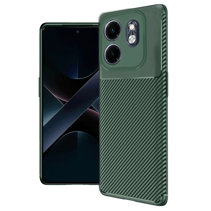 BFS  İnfinix Smart 9 Kılıf Auto Focus Karbon Kapak - Koyu Yeşil