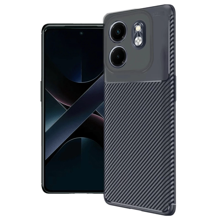 BFS  İnfinix Smart 9 Kılıf Auto Focus Karbon Kapak - Lacivert