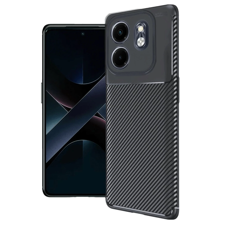 BFS  İnfinix Smart 9 Kılıf Auto Focus Karbon Kapak - Siyah