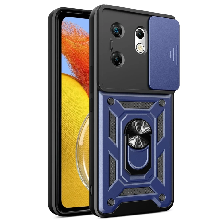 BFS  İnfinix Zero 30 4G Kılıf Pars Lens Yüzüklü Silikon - Lacivert