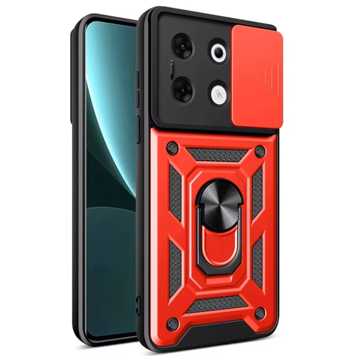 BFS  İnfinix Zero 30 5G Kılıf Pars Lens Yüzüklü Silikon - Kırmızı