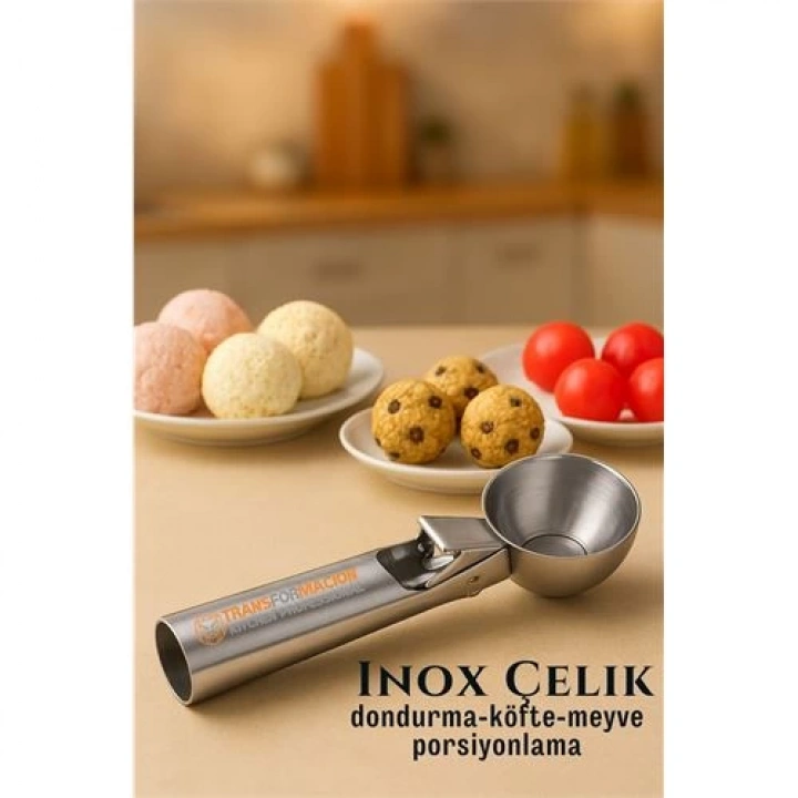 BFS  Inox 5 cm Dondurma Kaşığı - Karpuz Kurabiye Köfte Helva Porsiyonlama