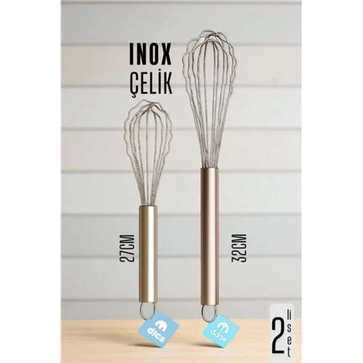 BFS  Inox Çelik Çırpıcı + Uzun Kısa 2 li Çırpıcı Seti