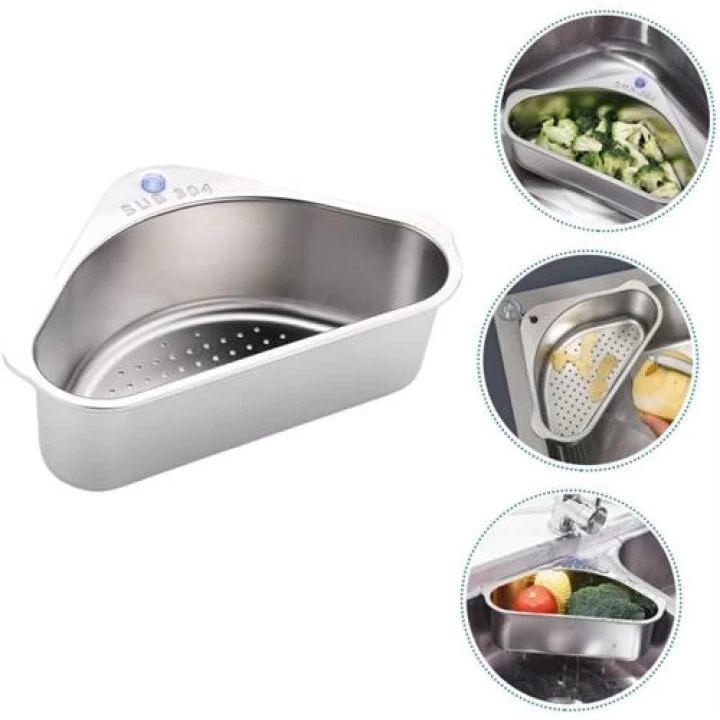 BFS Inox Lavabo Köşe Süzgeci Organizer 304 Paslanmaz Çelik