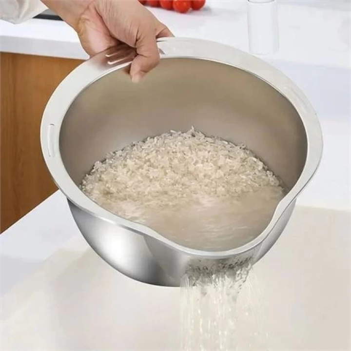 BFS Inox Süzgeç Pirinç Makarna Salata Süzgeci 304 Paslanmaz Çelik 2 ADET