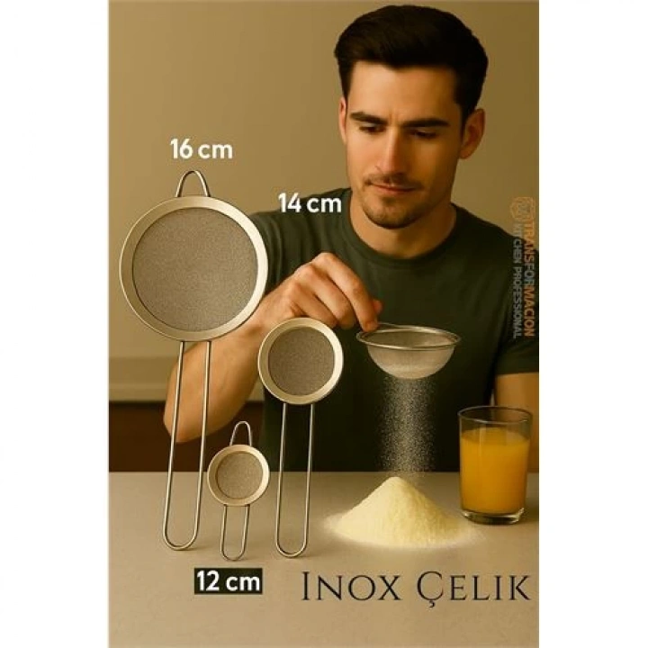 BFS  Inox Süzgeç Seti - 3 Boy Çok Amaçlı Süzgeç 304 Çelik Profesyoneller İçin