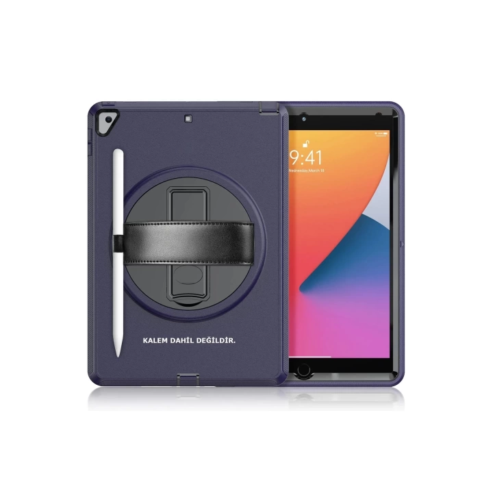 BFS  iPad 10.2 (7.nesil) Kılıf Hand Strap Tablet Kılıfı - Lacivert
