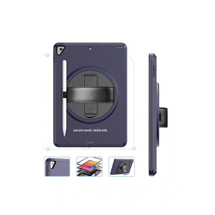 BFS  iPad 10.2 (7.nesil) Kılıf Hand Strap Tablet Kılıfı - Lacivert