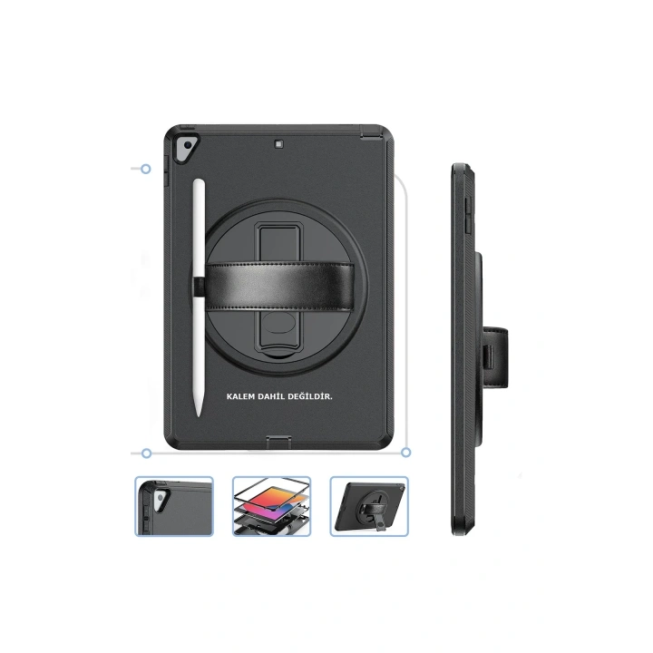 BFS  iPad 10.2 (7.nesil) Kılıf Hand Strap Tablet Kılıfı - Siyah