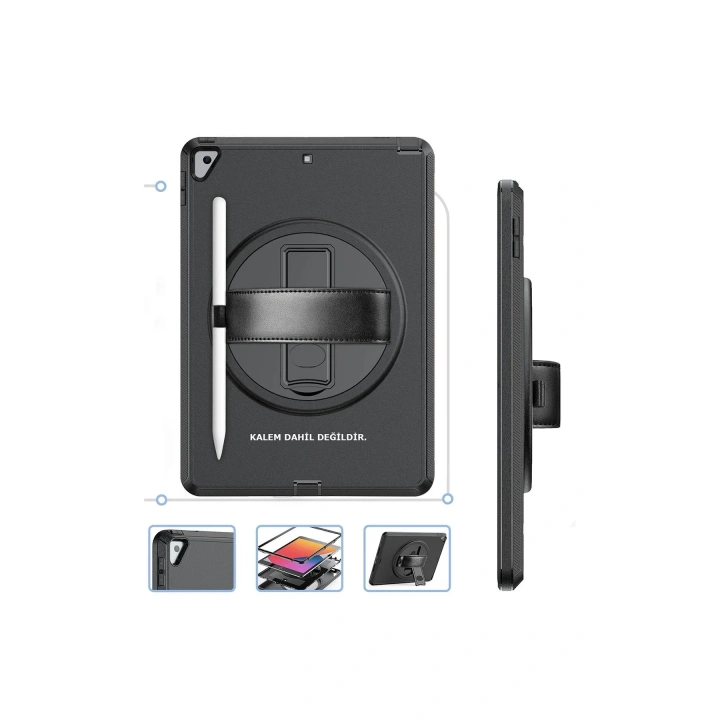 BFS iPad 10.2 (7.nesil) Kılıf Hand Strap Tablet Kılıfı - Siyah