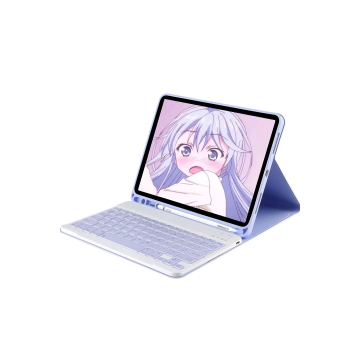 BFS  iPad 2022 10.9 (10.nesil) Kılıf KC01 Smart Klavyeli Tablet Kılıfı - Lila