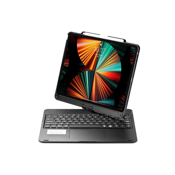 BFS  iPad Pro 12.9 (2021) Kılıf Magic Dönen Klavyeli Tablet Kılıf - Siyah