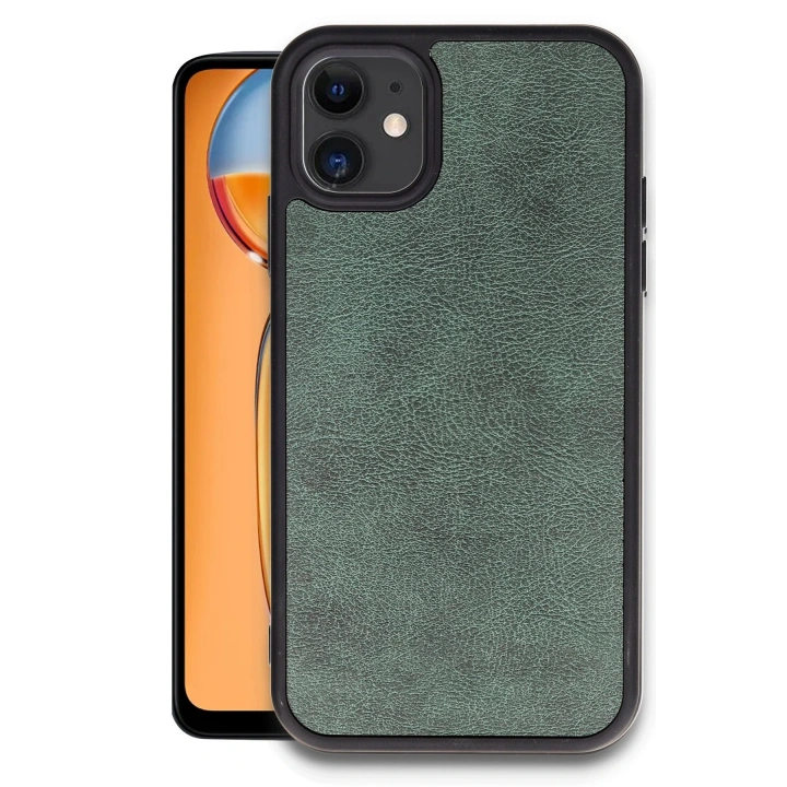 BFS  iPhone 11 Kılıf Aras Deri Kapak - Koyu Yeşil