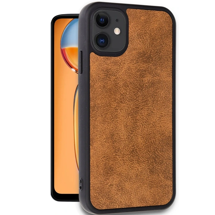 BFS  iPhone 11 Kılıf Aras Deri Kapak - Taba