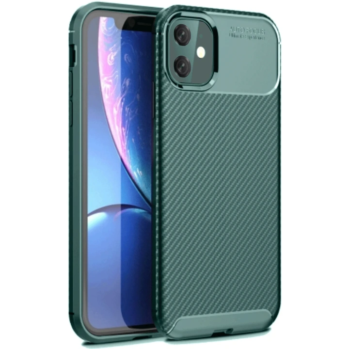 BFS  iPhone 11 Kılıf Auto Focus Karbon Kapak - Koyu Yeşil