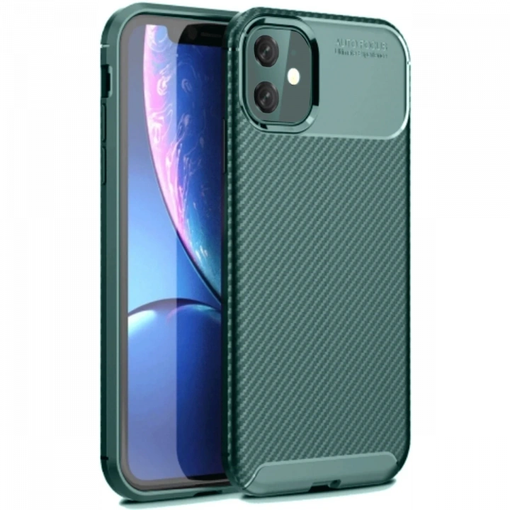 BFS  iPhone 11 Kılıf Auto Focus Karbon Kapak - Koyu Yeşil