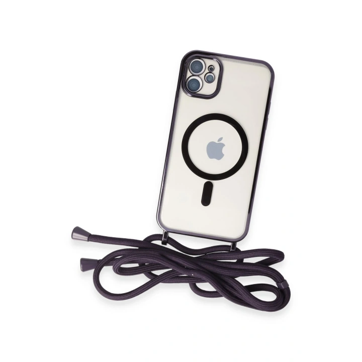 BFS  iPhone 11 Kılıf Divo Lazer Askılı Magsafe Kapak - Derin Mor
